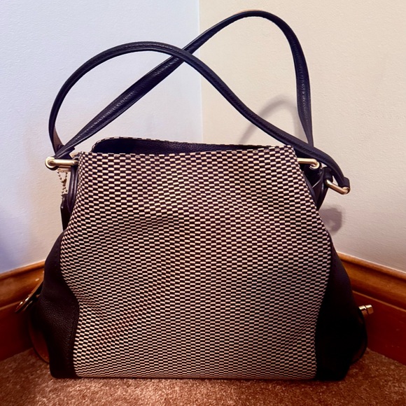 Coach Black and Tan Shoulder Bag with Leather Accents - Picture 2 of 5